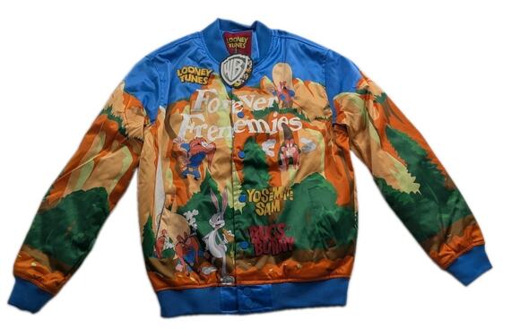 Looney Tunes Other - Looney Tunes Mens Size XL Bugs Bunny/Yosemite Sam Graphic Satin Snap Jacket